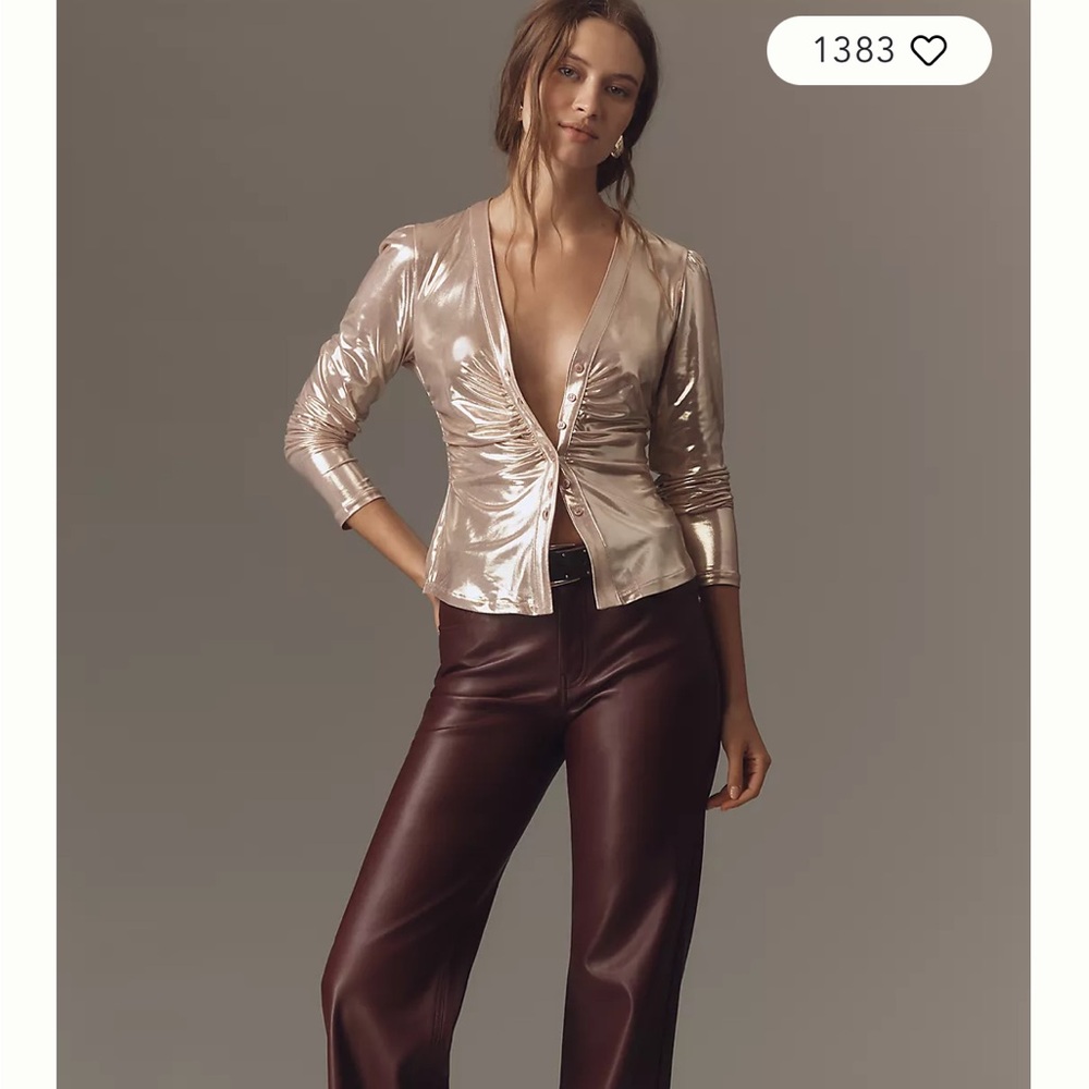 Anthropologie Metallic Blush Top